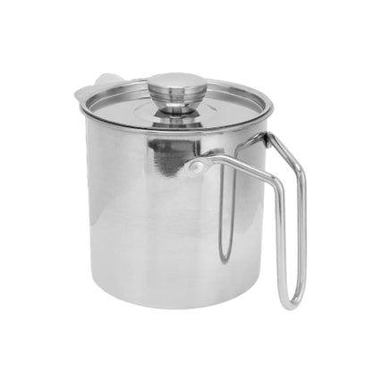 Stainless Steel Oil Strainer Pot Container with Removable Filter 1.4L – Silver