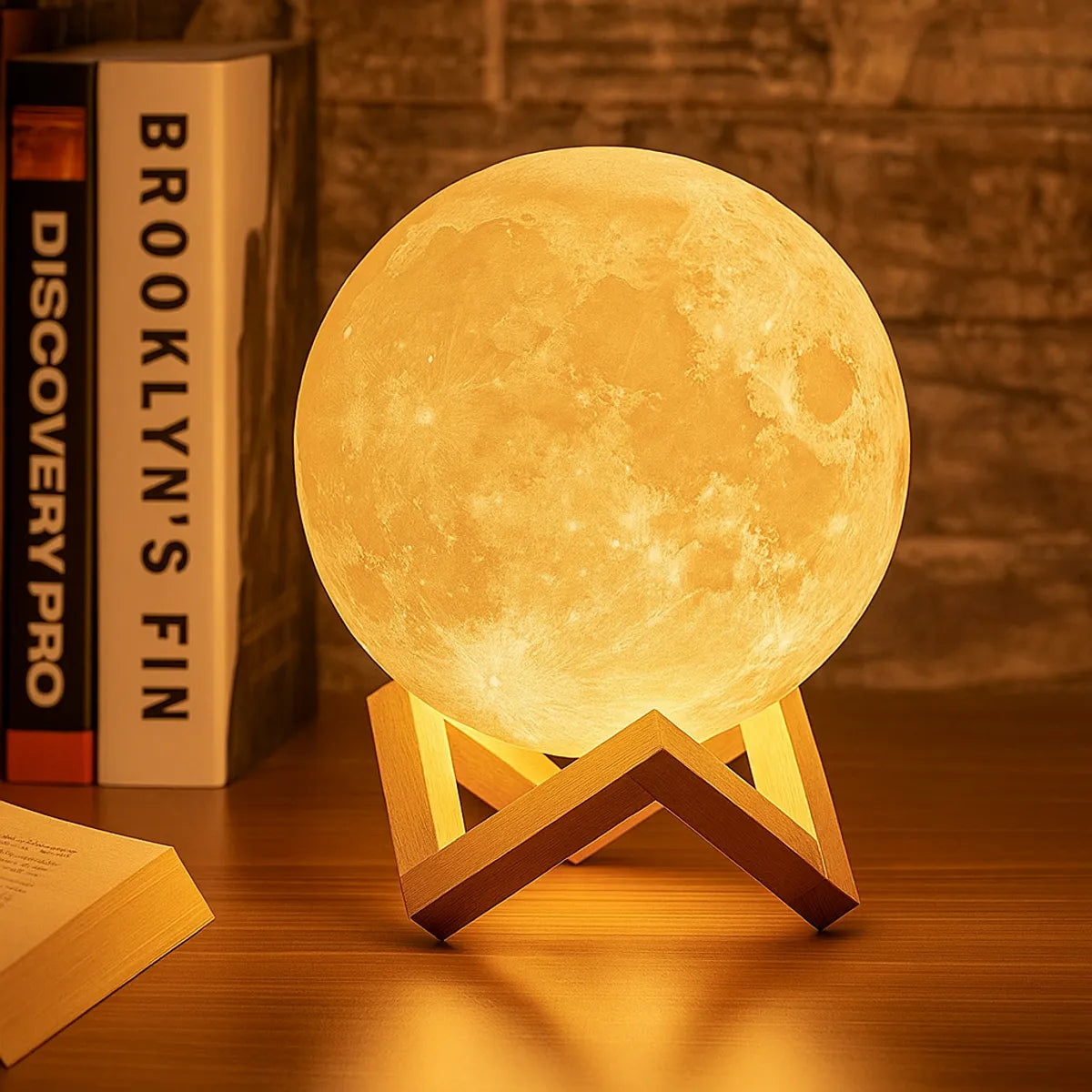 3D Moon Lamp 7 Multi Color Changeable with Wooden Stand