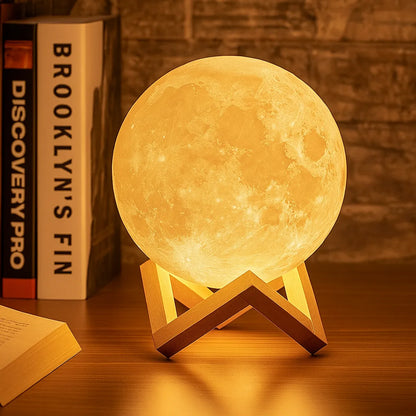 3D Moon Lamp 7 Multi Color Changeable with Wooden Stand