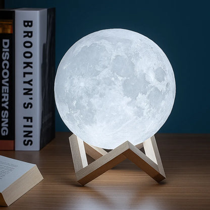 3D Moon Lamp 7 Multi Color Changeable with Wooden Stand