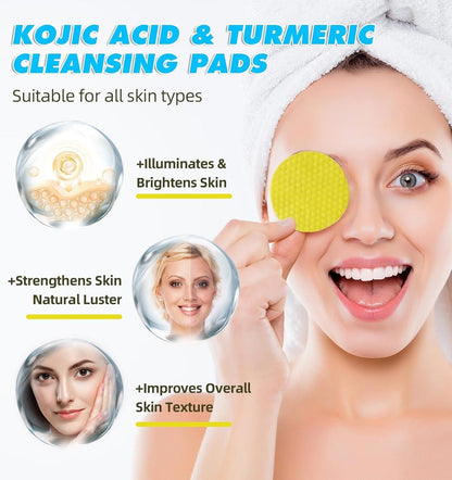 GlowWipe™ - Turmeric & Kojic Acid Cleansing Pads (60 Pads)