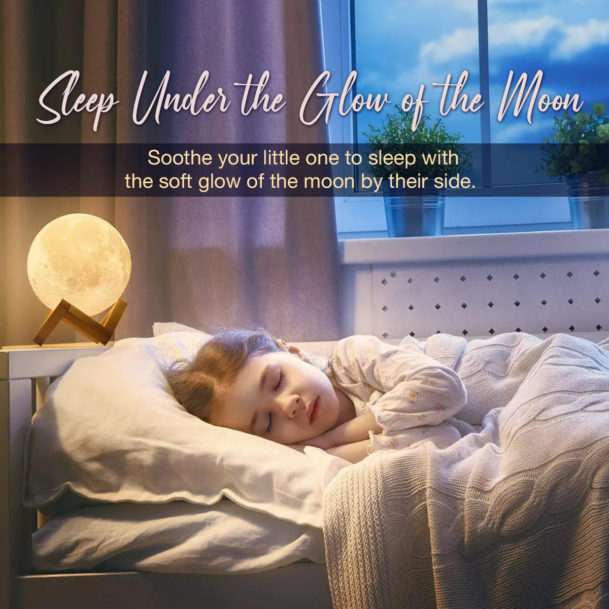 3D Moon Lamp 7 Multi Color Changeable with Wooden Stand