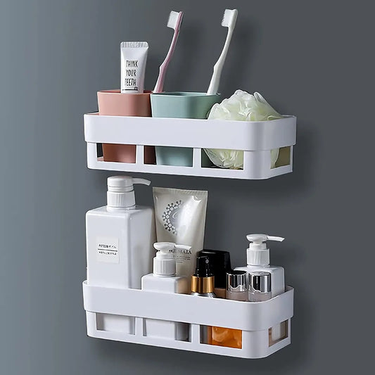 Multipurpose Bathroom & Kitchen Shelf Organizer, Wall Mounted Shelf, Storage Racks(Pack of 2)