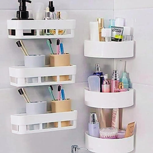 Multipurpose Bathroom & Kitchen Shelf Organizer, Wall Mounted Shelf, Storage Racks(Pack of 6)