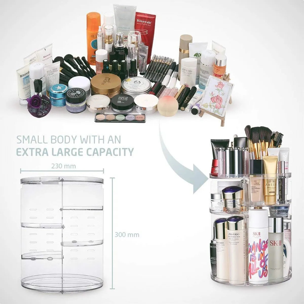 Cosmetic Adjustable 360° Rotating Makeup Storage Organizer