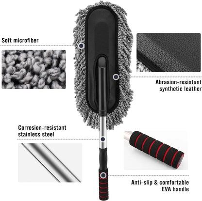 Microfiber Car Cleaning Soft Brush Ideal as Mop Duster, Washing Brush with Long Handle