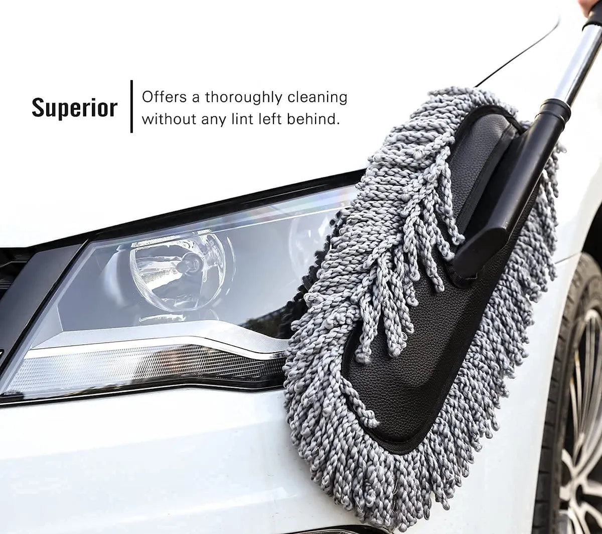 Microfiber Car Cleaning Soft Brush Ideal as Mop Duster, Washing Brush with Long Handle