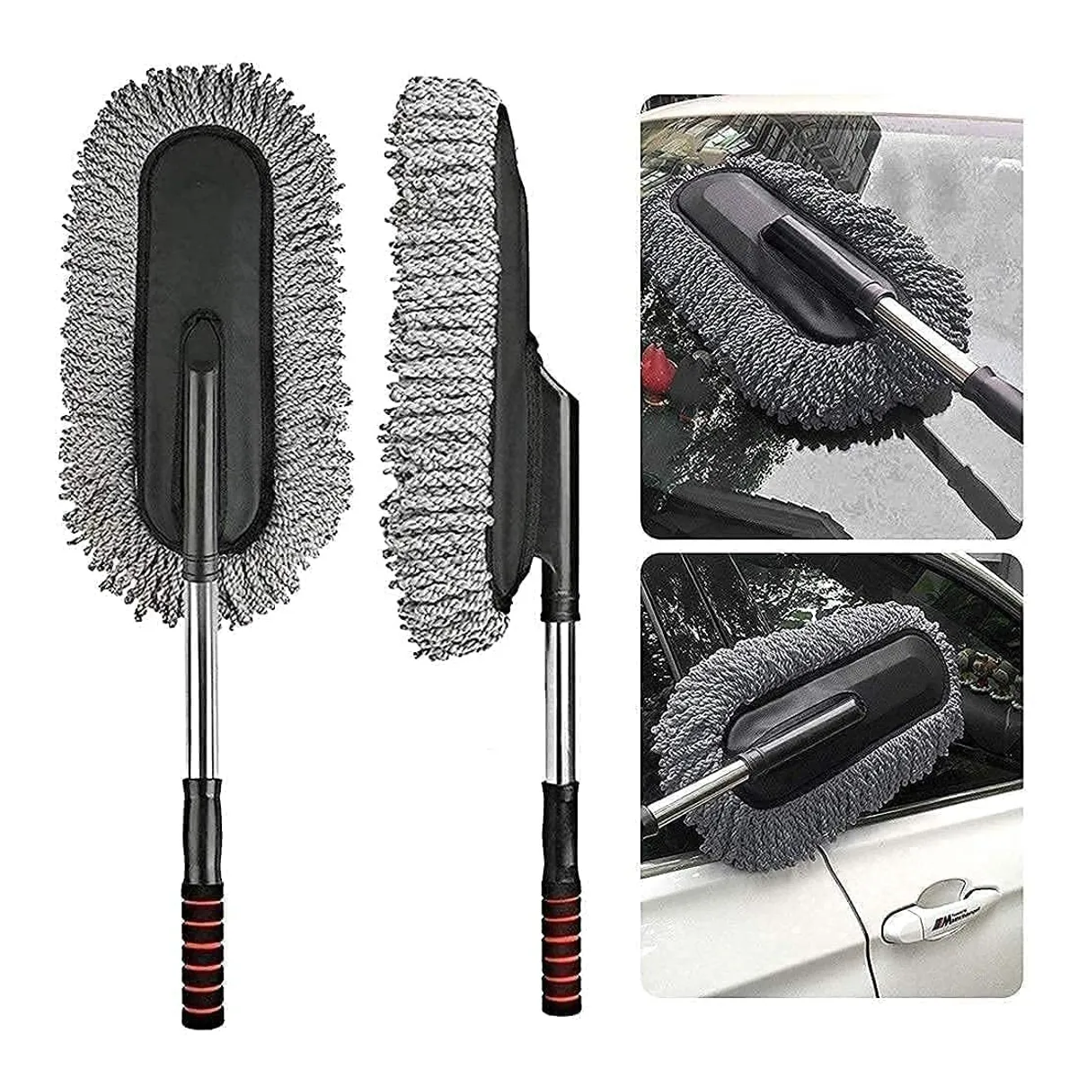 Microfiber Car Cleaning Soft Brush Ideal as Mop Duster, Washing Brush with Long Handle