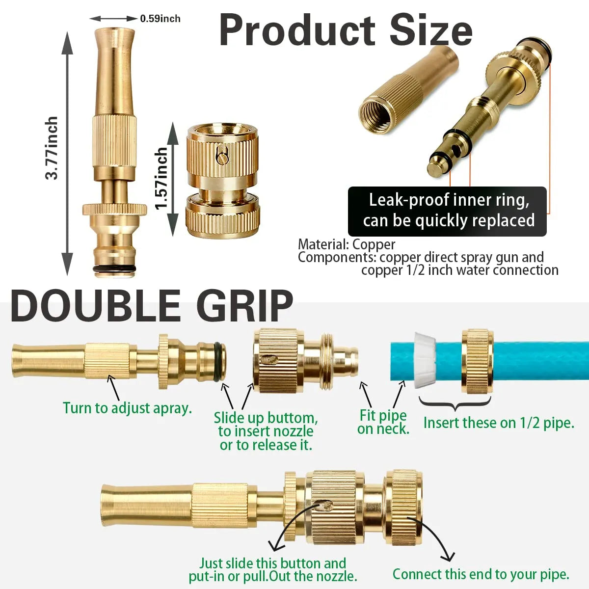 Brass High Pressure Water Spray Gun Nozzle