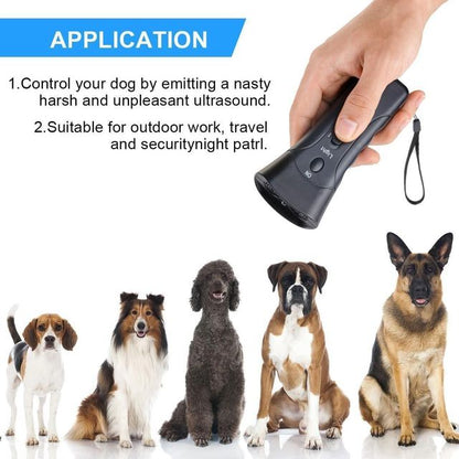 Ultrasonic Dog Chaser | Anti-Dog Attack Safety Device with Flashlight (125dB Sound Pulse)