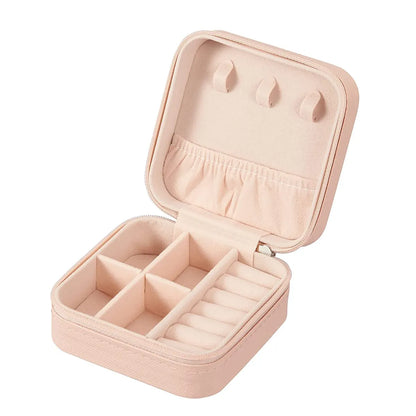 Mini Jewellery Organizer PU Leather with Zipper Portable Storage Box