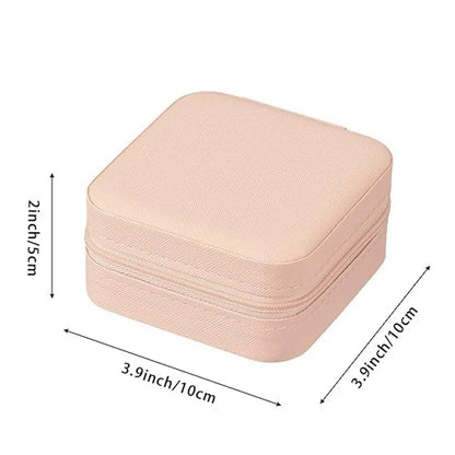 Mini Jewellery Organizer PU Leather with Zipper Portable Storage Box